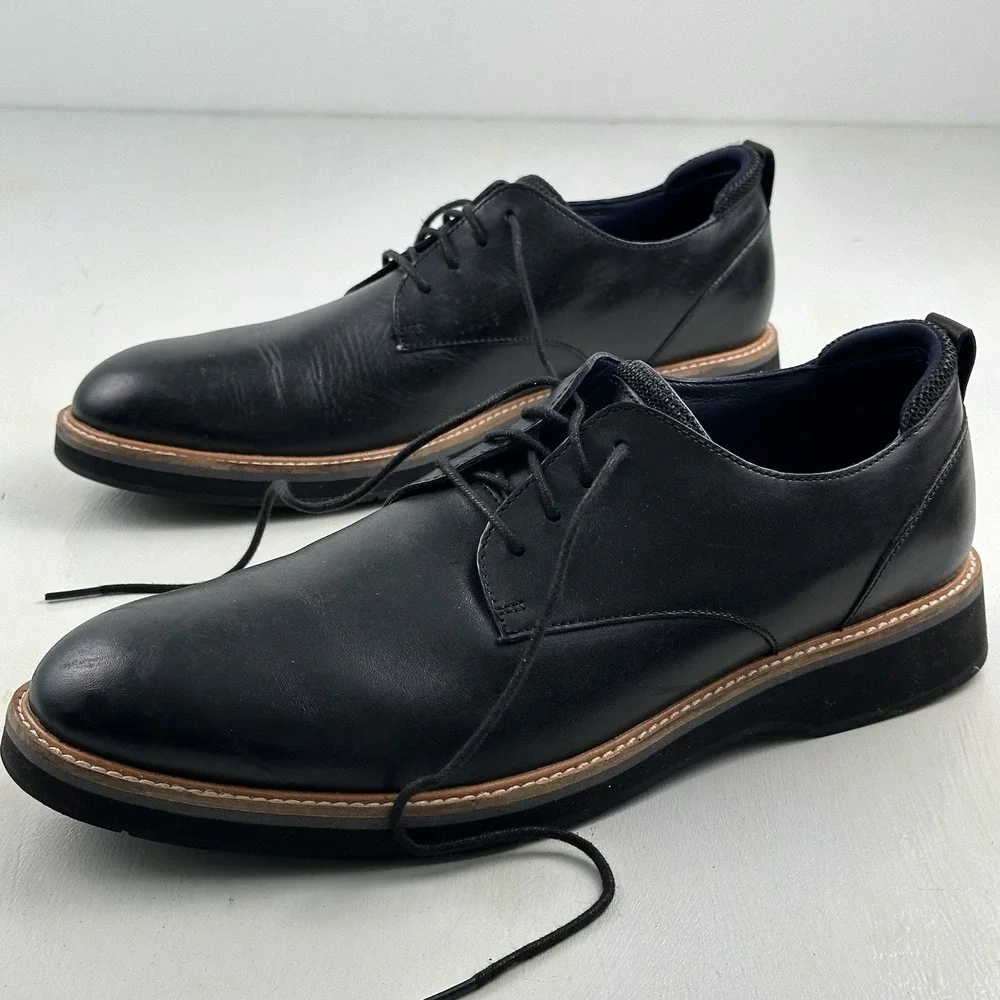 Cole Haan Osborn Grand 360‎ Plain Toe Shoes Men's 12 Oxford Black Leather C33388